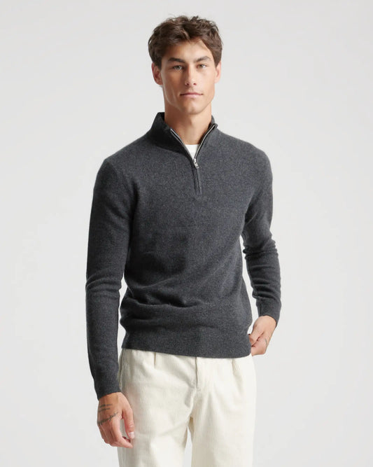 Mongolian Cashmere Quarter Zip Sweater